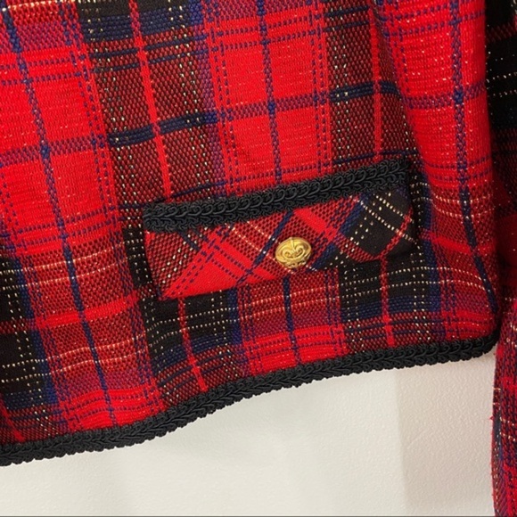 VTG Dani Michaels Red Gold Plaid Cardigan Jacket - Picture 3 of 6